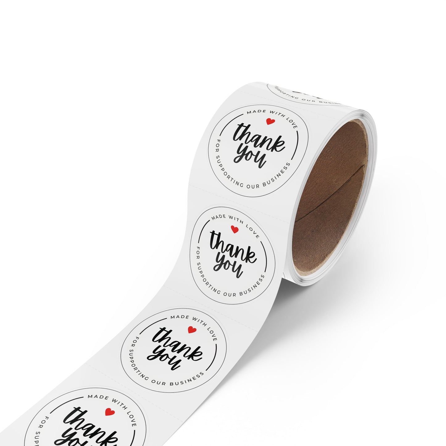 Made with Love, Glossy Finish, Round Sticker Label Rolls