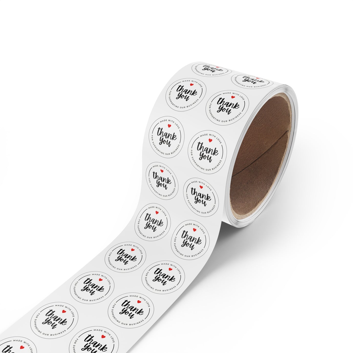Made with Love, Glossy Finish, Round Sticker Label Rolls