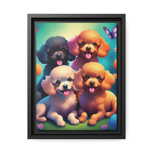 Canvas, Black Frame, happy toy poodles, more gifts
