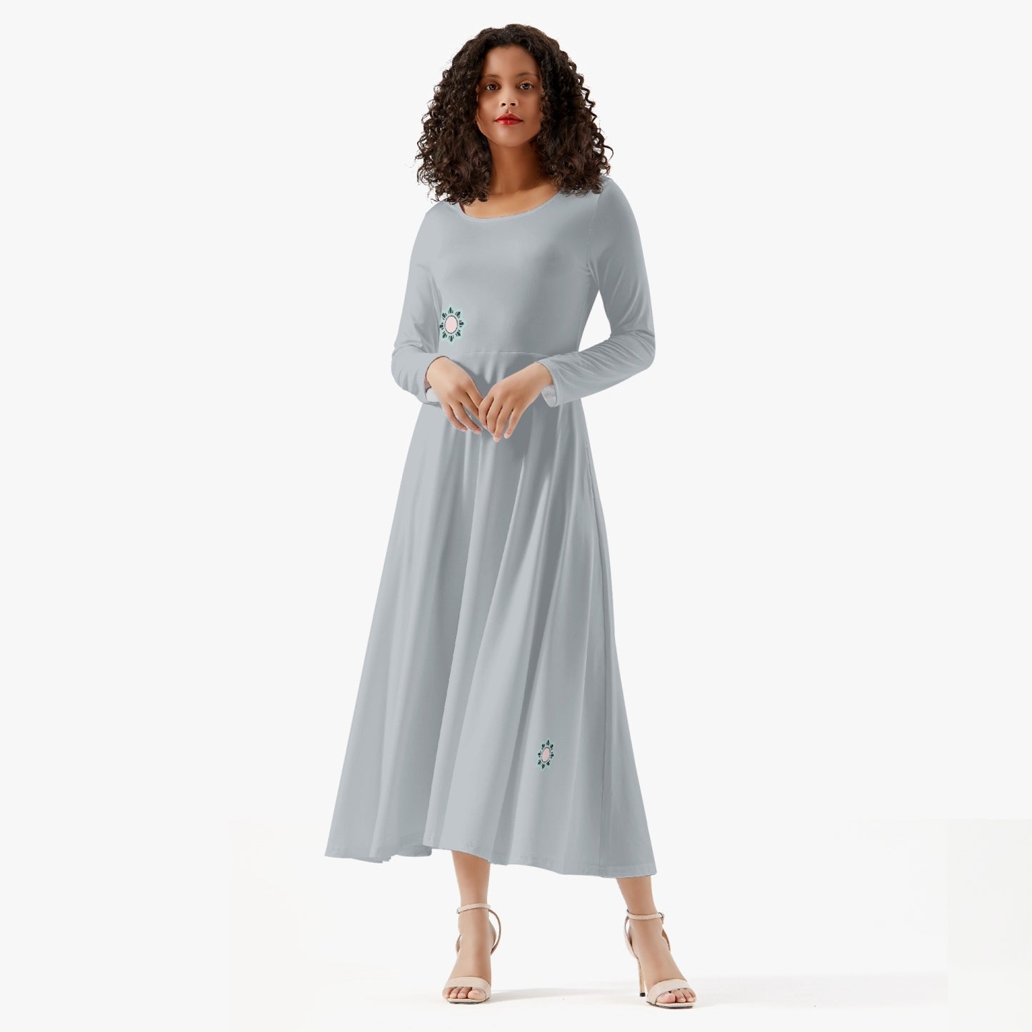 Ultimate Chic: Long-Sleeve Dress Neutral Blue