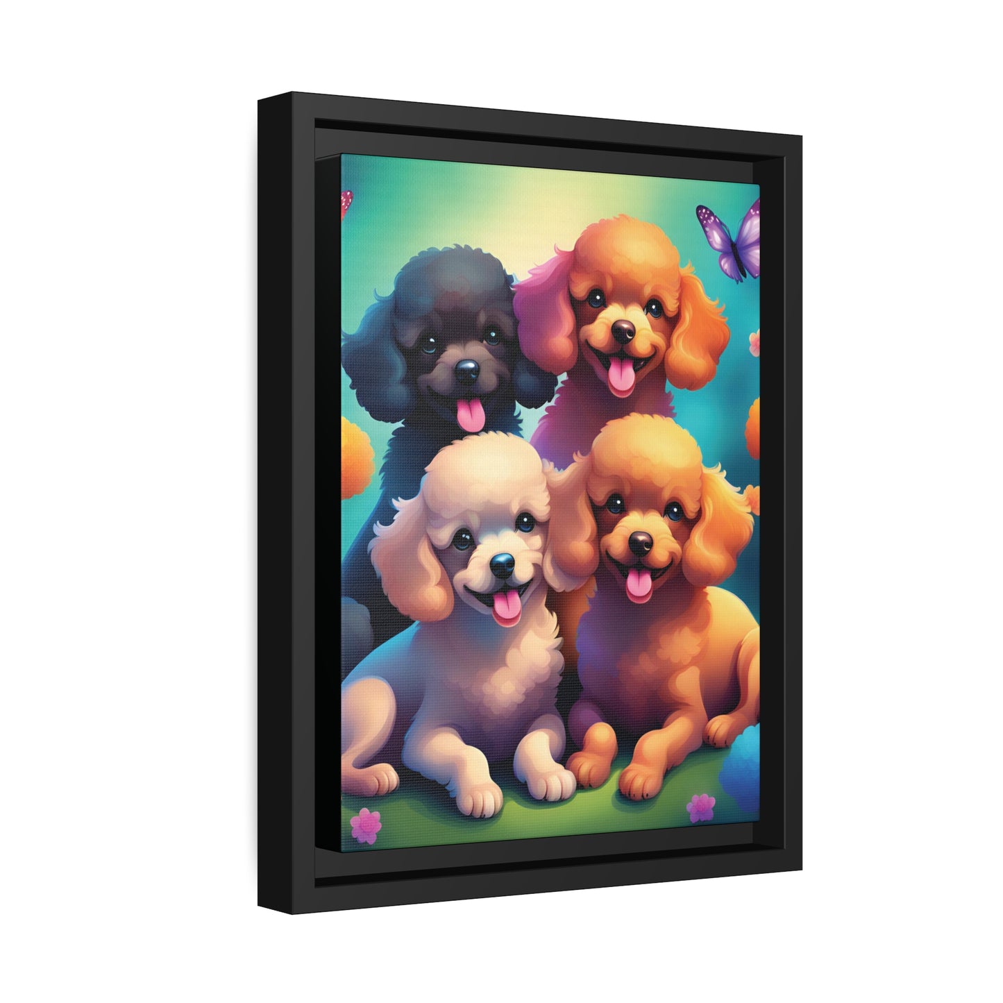 Canvas, Black Frame, happy toy poodles, more gifts