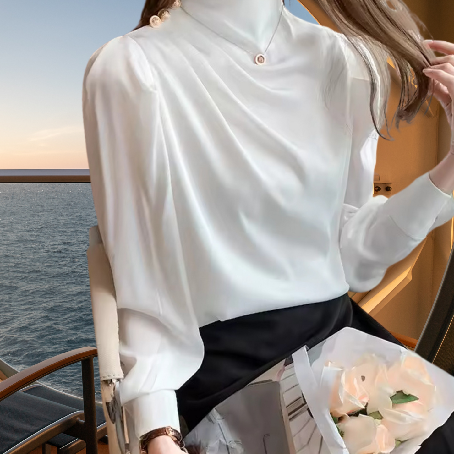 Puff Perfection: Elegant Stain Long Sleeve, gifts for her