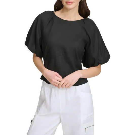 DKNY Luxe Linen Blouse : Day-to-Night Elegance