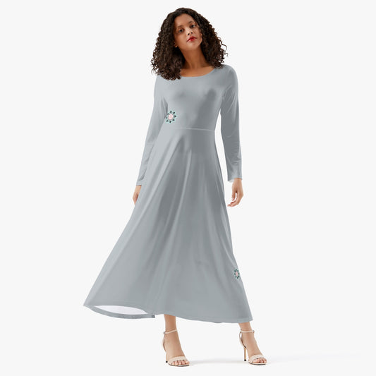 Ultimate Chic: Long-Sleeve Dress Neutral Blue