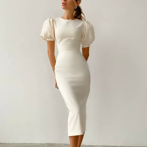 Puffed Sleeves, Chic Party Pencil Dress, Gifts for her